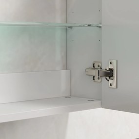 HOMCOM Dulap de Perete pentru Baie cu Rafturi Reglabile din Sticlă Securizată, 40x15x55 cm, Alb lucios | Aosom Romania