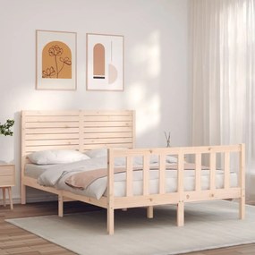 3193206 vidaXL Cadru de pat cu tăblie, 140x200 cm, lemn masiv
