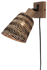 Aplica de perete eco din bambus Java nat/15x17, bl./nat