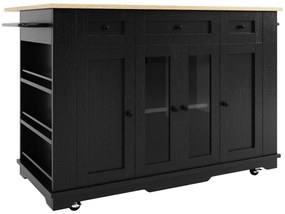 Insulă de bucătărie cu blat rabatabil, Negru | Aosom Romania