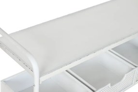 Cuier vintage de hol din metal, finisaj alb antichizat, 110×36×186 cm, „Merej"