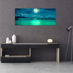 Tablou - Luna plină deasupra apei (120x50 cm)