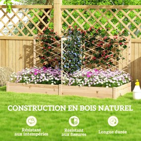 Outsunny Jardiniere cu 3 trelișe modulabile, bazin de flori din lemn pentru balcon terasă patio, 222x114x109 cm efect lemn natural | Aosom Romania