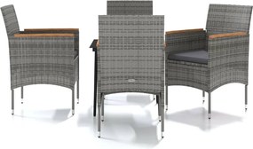 vidaXL Set de servit masa pentru grădină, 5 piese, gri și negru
