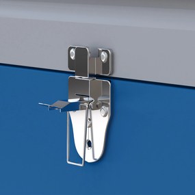 DURHAND Caisse boite à outils en métal transportable cu 3 mânere, 2 încuietori, dim. 50L x 26l x 18,5H cm, bleu | Aosom Romania