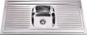 Chiuveta inox Inter Ceramic Alpaca cu o cuva si doua picuratoare finisaj inox lucios 120x60 cm