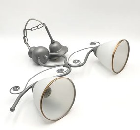 Lustră pe lanț RETRO 2xE27/60W/230V argintiu