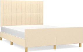 vidaXL Cadru de pat fără saltea, crem, 140x190 cm, textil