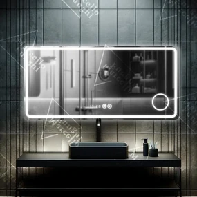 Oglindă LED Touch Elegantă, 90x60 cm, cu Sistem Dezaburire și Lupa Cosmetică, Model D010/90x60 - Rafinament și Precizie în Baia Ta