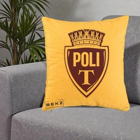 Perna Personalizata Poli Timisoara Fotbal, 40x40 cm, Galben, Husa Detasabila, Perna Inclusa, BEKZ®