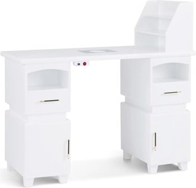 MANIA201 - Masuta manichiura, 120 cm, cu aspirator incorporat, masa cosmetica - Alba