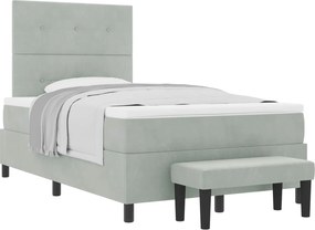 vidaXL Pat cu arcuri cu saltea Gri deschis 120 x 190 cm Catifea