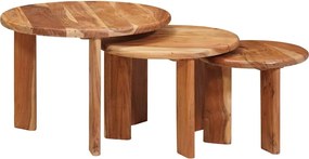 vidaXL Mese de Cafea Nesting 3 pcs Maro Lemn Solid de Acacia