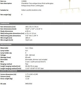 Lustra suspendata design LUX Tara, alama antica 115656 HZ