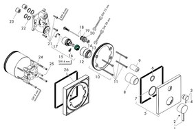 Baterie cada - dus, Hansgrohe, Finoris, incastrata, negru mat