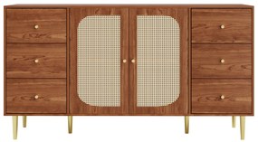 Comodă din ratan cu sertare, Maro | Aosom Romania