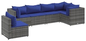 3308175 vidaXL Set mobilier de grădină cu perne, 6 piese, gri, poliratan