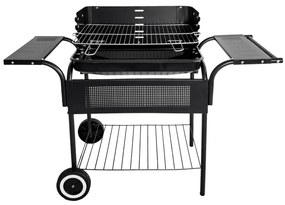 Görgős faszenes kerti grill állítható rácsmagassággal