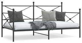 vidaXL Pat de zi fără saltea Negru 100x190 cm Oțel