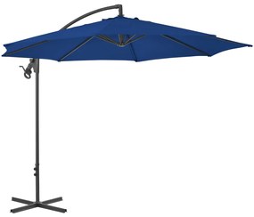 Umbrela suspendata cu stalp din otel, albastru azuriu, 300 cm
