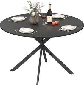 HOMCOM Masă rotundă pentru 4 persoane, masă de bucătărie în stil industrial cu picioare din oțel, pentru sufragerie, bucătărie, negru | Aosom Romania
