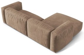 Colțar modular maro deschis cu tapițerie din catifea (cu colț pe partea stângă/cu șezlong) Martina – Micadoni