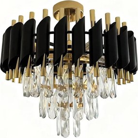 Plafonieră aplicată CRISTAL 5xE14/10W/230V, Ø 38 cm, negru/auriu