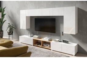 Mobilier living Calabria C23 WHITE (Alb + Stejar auriu) (fără iluminat). 1051556
