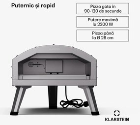 LaFiamma, cuptor pentru pizza, elemente de încălzire duble, 2200 W, 550 °C, Cool Touch, interior și exterior