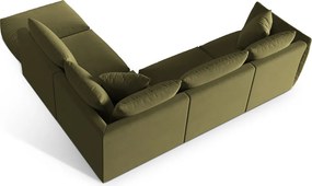 Coltar modular dreapta 4 locuri, Chris-184, Micadoni Home, 295x290x80 cm, catifea, verde deschis