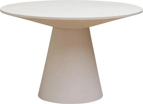 Masă dining rotundă din lemn, alb, 4–5 locuri, cu picior central conic, 76 x 120,5 cm, „Calla”