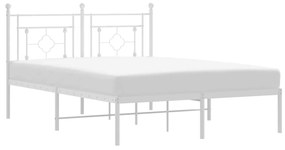 374388 vidaXL Cadru de pat metalic cu tăblie, alb, 140x190 cm