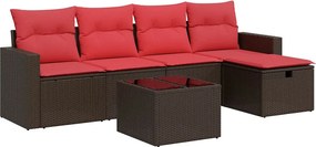 vidaXL Set canapele de grădină cu perne, 6 piese, maro, poliratan
