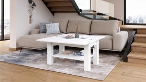 Mazzoni BRAWO Alb - MĂSUȚĂ DE CAFEA CU BLAT EXTENSIBIL ȘI RIDICABIL MASĂ CU RAFT