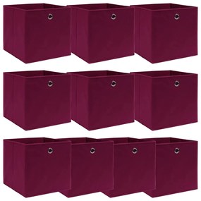 vidaXL Cutii depozitare, 10 buc., roșu inchis, 32x32x32 cm, textil
