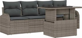 vidaXL Set de canapele pentru grădină cu pernă 5 pcs Gri Poli Rattan
