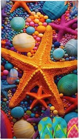 Prosop de plaja cu uscare rapida COLOR SEA colorat 70 x 140 cm, 100% microfibra