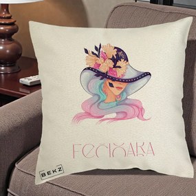 Perna Personalizata Zodie Fecioara, 40x40 cm, Ecru, Husa Detasabila, Perna Inclusa, BEKZ®