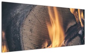 Tablou - Lemn în foc (120x50 cm)
