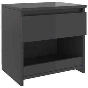 803459 vidaXL Noptieră, gri extralucios, 40x30x39 cm, PAL