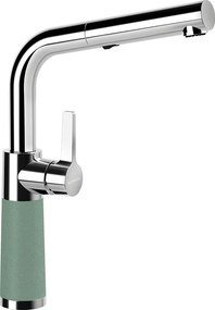 Baterie bucatarie Schock SC-540 Cristalite Sage cu cap extractibil, 2 tipuri de jet, aspect granit, cartus ceramic, verde salvie