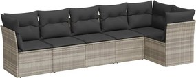 vidaXL Set canapele de grădină cu perne, 6 piese gri deschis poliratan