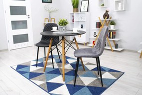 OFERTA Scaun din catifea gri inchis ASTI cu picioare negre Calitatea a II-a