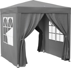 Outsunny Foișor Pliabil 2x2 m Pop Up cu 2 Uși, 2 Ferestre, 4 Pereți Detașabili, Foișor de Exterior cu Husă de Transport din Oțel și Țesătură Oxford, pentru Grădină, Petreceri, Camping, Gri | Aosom Romania
