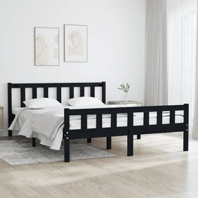 810663 vidaXL Cadru de pat, negru, 140x190 cm, lemn masiv