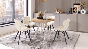 MAZZONI EXPORT ALTEA Crem (țesătură Monza 90) / picioare negre – SCAUN MODERN TAPIȚAT CU BOUCLÉ PENTRU LIVING, SUFRAGERIE ȘI BUCĂTĂRIE