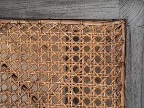 Scaunel negru, din lemn de cedru si rattan, Django