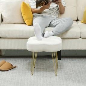 HOMCOM Fotoliu, Design Trifoi, Acoperire din material textil, Picioare din oțel, Crem | Aosom Romania