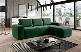 Coltar extensibil cu spatiu pentru depozitare, 302x95x204 cm, Silla R03, Eltap (Culoare: Verde - Velvetmat 38)