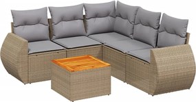 vidaXL Set canapele de grădină cu perne, 6 piese, bej, poliratan